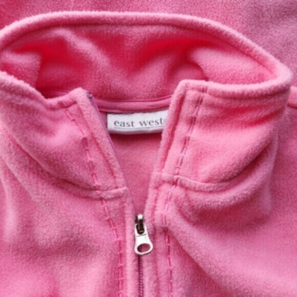 Vintage Pink Embroidered Fleece Vest Sz Large - Picture 8 of 9